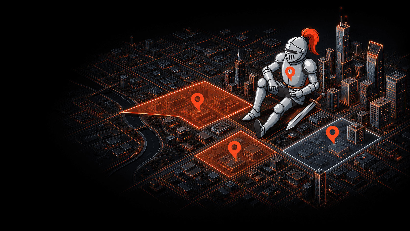 Sir Conqr standing on a real-world map